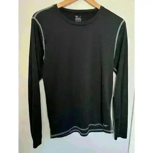 Reebok Men's Performance Long Sleeve Crew Shirt Black Size M Lightweight - Picture 1 of 7